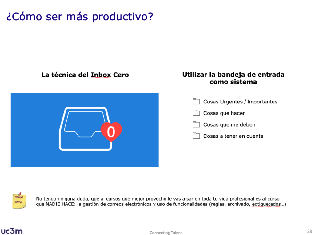 Cómo he formado a los alumnos de máster de la Universidad Carlos III en metodologías ágiles de gestión de proyectos y herramientas colaborativas de trabajo 5 Ejemplo de algunas tecnicas explicadas para ser mas productivo trabajando